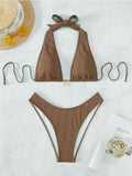 Swimwear with Tie-up Strap Beach Swimwear Halter Neck Swimwear - Classyfashion24.com