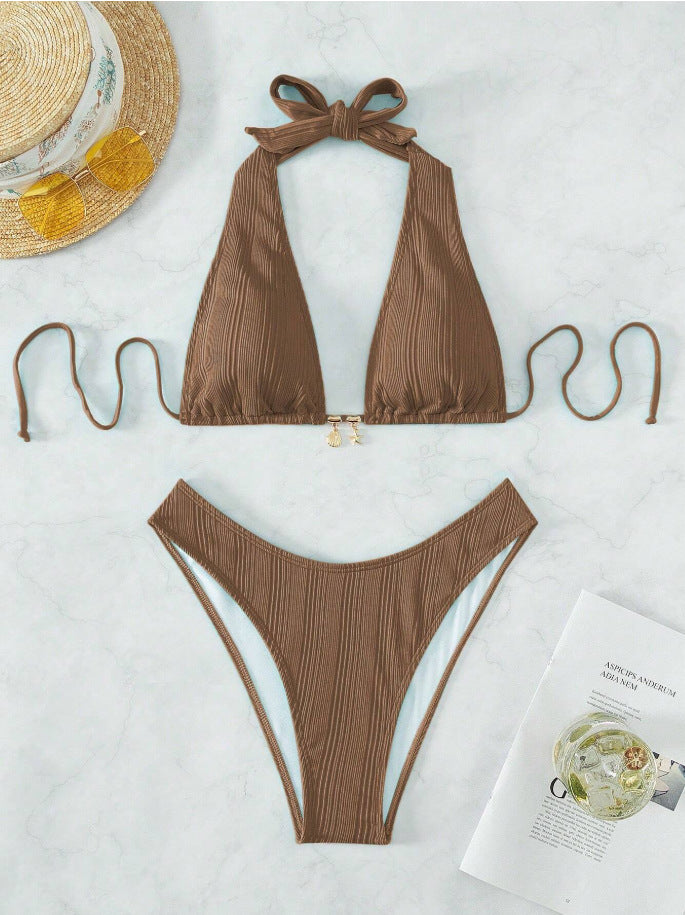 Swimwear with Tie-up Strap Beach Swimwear Halter Neck Swimwear - Classyfashion24.com