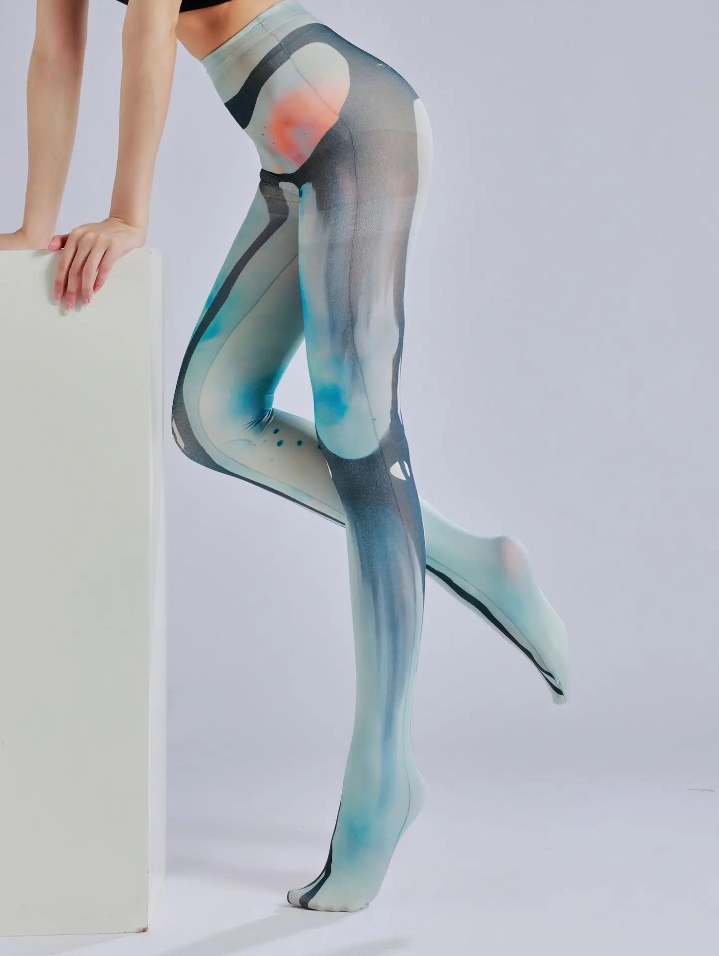 Dark Patterned Pantyhose – Personalized Ink Flow Velvet Stockings