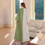 Summer Muslim Spliced Beaded Long Robe Middle Eastern Dubai Abaya Printed Maxi Dress - Classyfashion24.com
