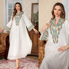 New Arrival Stock Middle Eastern Clothing Muslim Women's Long Robe Jalabiya Rope Embroidery Dubai - Classyfashion24.com