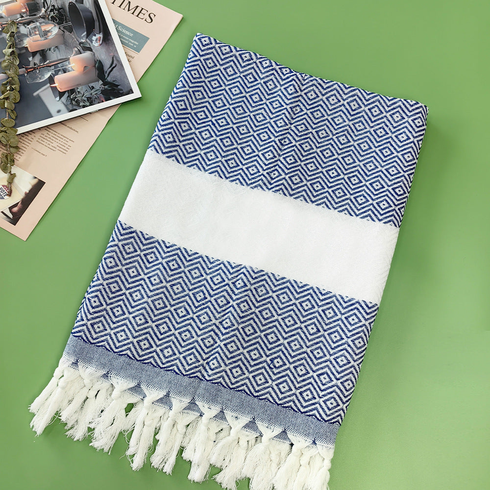 Turkish Striped Fringe Beach Towel – Quick Dry
