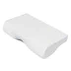 Orthopedic Memory Foam Cool Gel Pillow with a contoured shape for anti-snore and neck support. Soft white cover.