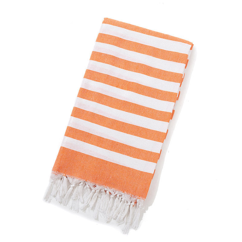 Turkish Striped Fringe Beach Towel – Quick Dry
