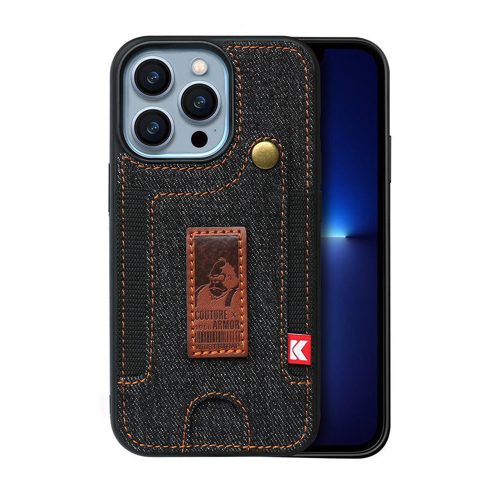 Denim Phone Case mit praktischem Plug-in-Wristband - Stilvolles Wallet-Design | Hochwertiges Material aus Denim und Leder | Jetzt entdecken