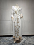 Muslim robes embroidered with beads fashionable abaya Middle Eastern women's clothing Arab clothing - Classyfashion24.com
