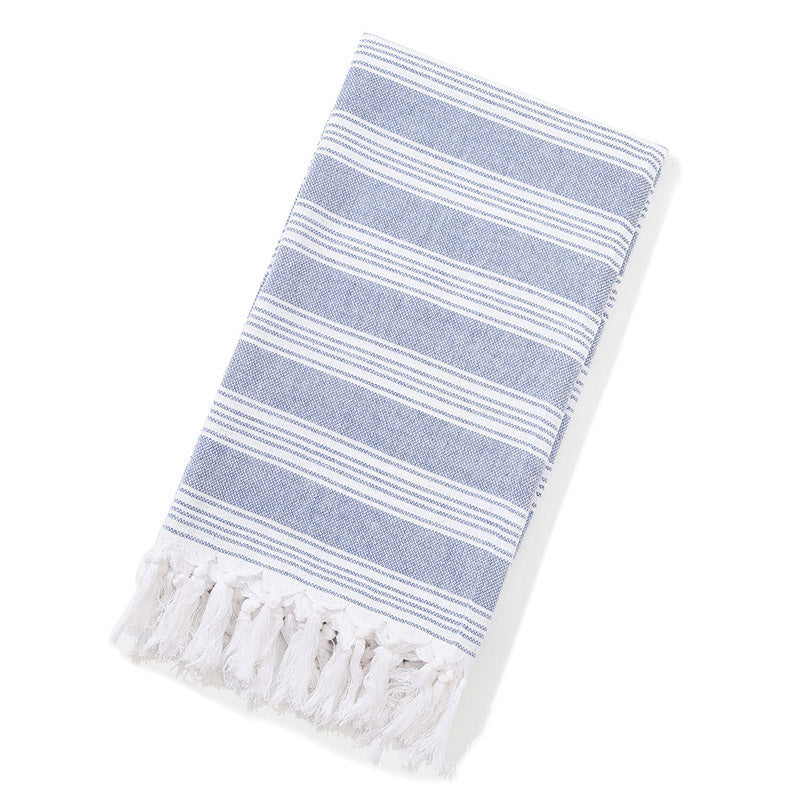 Turkish Striped Fringe Beach Towel – Quick Dry