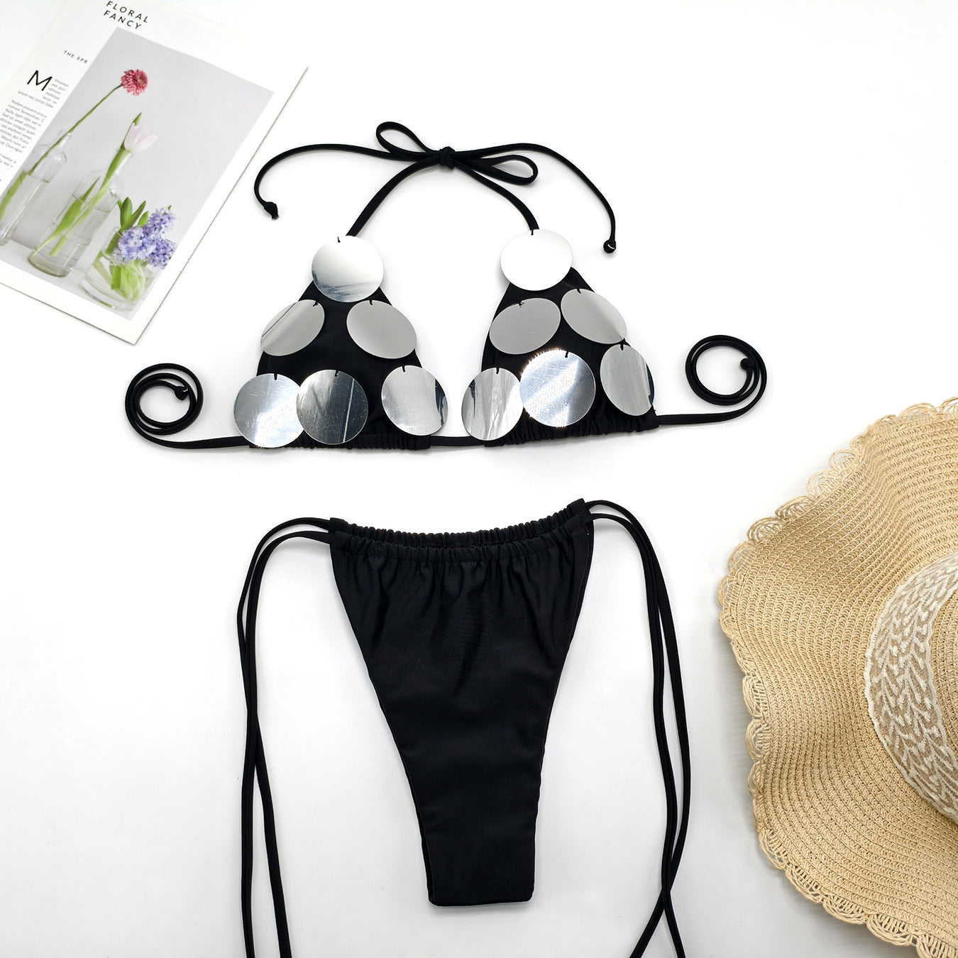 Bikini Swimwear with Sequins, Flashy Two-Piece Sexy Swim Suit