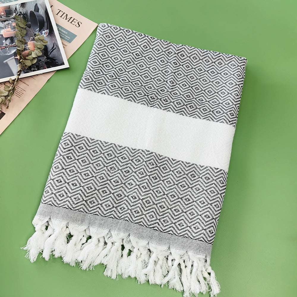 Turkish Striped Fringe Beach Towel – Quick Dry