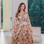 Muslim Printed Long Robe Loose Abaya Middle East Saudi Dubai Long Dress - Classyfashion24.com