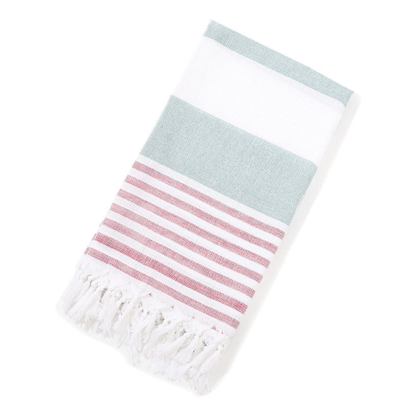 Turkish Striped Fringe Beach Towel – Quick Dry