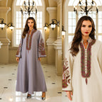Dubai Muslim Rope Embroidery Dress Turkish Middle Eastern Long Robe for Women, Export Fashion Dress - Classyfashion24.com