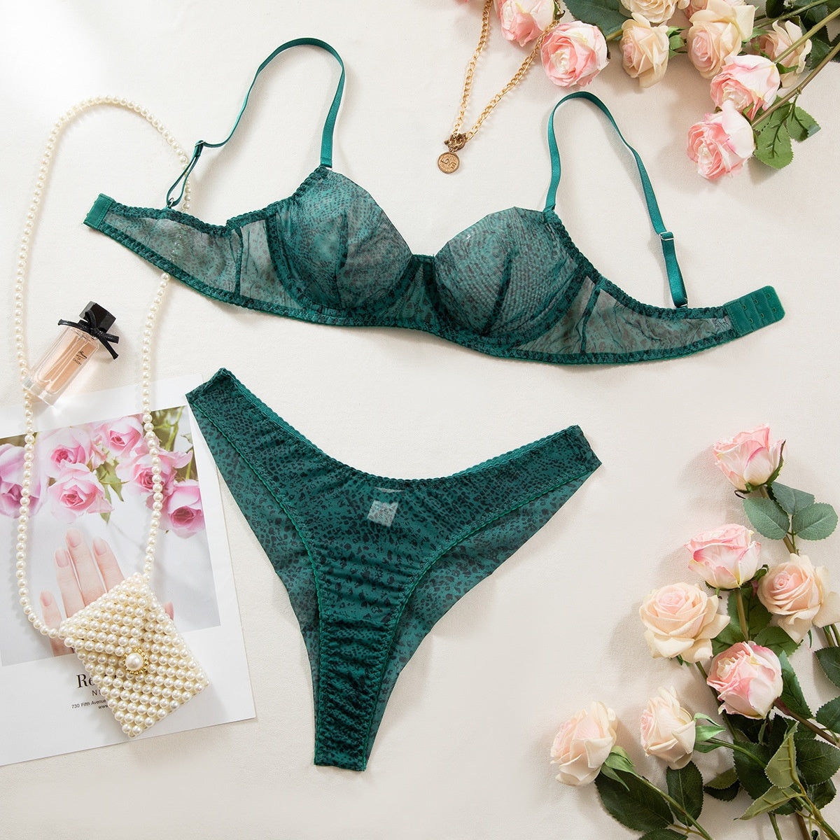 Leopard-Print Lingerie Set for Women