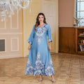 Muslim Rhinestone Printed Long Robe Women's Elegant Middle Eastern Dress Dubai Turkish Abaya Long Dress - Classyfashion24.com