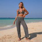 Women's Bikini Split Leggings Striped Swimsuit Three-Piece Set