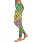 New Summer Mermaid Ocean Women Leggings Starfish Fish Scales Digital Print Leggins Green And Pink Workout Pants