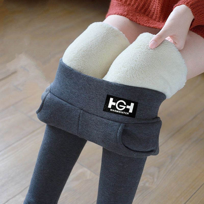 500G Extra Thick HG Standard Pocket Cashmere Leggings for Women, featuring a soft, warm interior and stylish pockets.