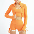 Seamless Zip-Up Yoga Set with Long Sleeve Top - Classyfashion24.com