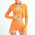Seamless Zip-Up Yoga Set with Long Sleeve Top - Classyfashion24.com
