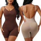 Body Shaping Bodysuit by classyfashionz featuring a backless design, full body compression, and adjustable straps in brown an