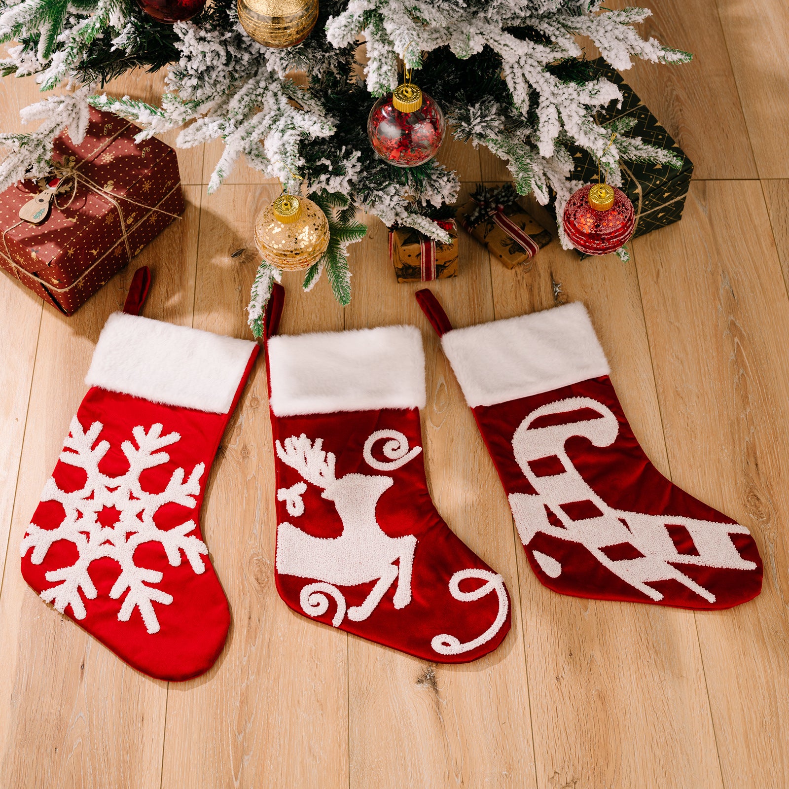 Snowflake Christmas Socks Gift Bags