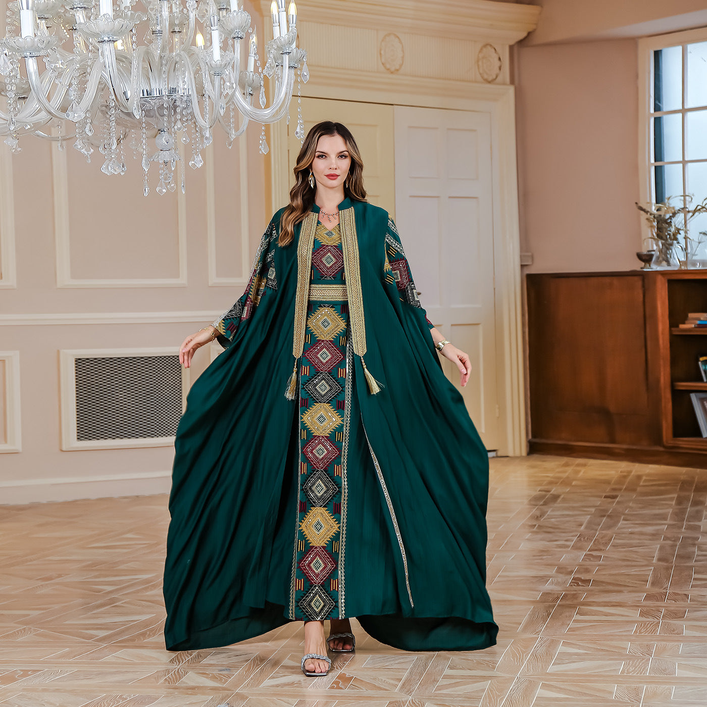 Muslim Embroidered  Luxury Evening Dress Two-piece Set - Classyfashion24.com