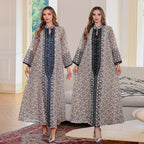 Elegant Long Sleeve Dubai Abaya with Embroidery for Middle Eastern Muslim Women - Classyfashion24.com