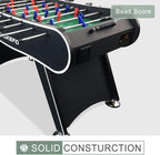 Professional 56-Inch Foosball Table with bead scorekeeper, featuring solid construction and vibrant player figures in blue an