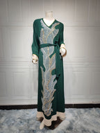Muslim robes embroidered with beads fashionable abaya Middle Eastern women's clothing Arab clothing - Classyfashion24.com