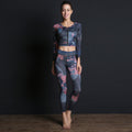 Printed 2-Piece Yoga Set with Zipper Top