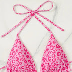 Pink Leopard Print Bikini Set for Women, Halter Neck Two-Piece Swimsuit with Elegant Design - Classyfashion24.com