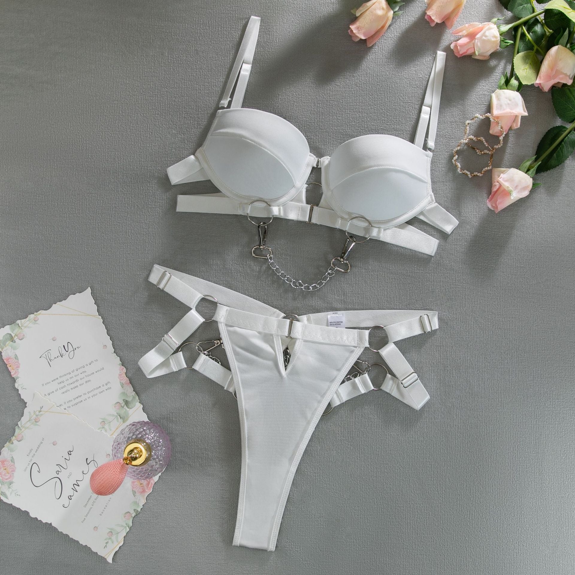 Strappy Chain Detail Lingerie Set for Women
