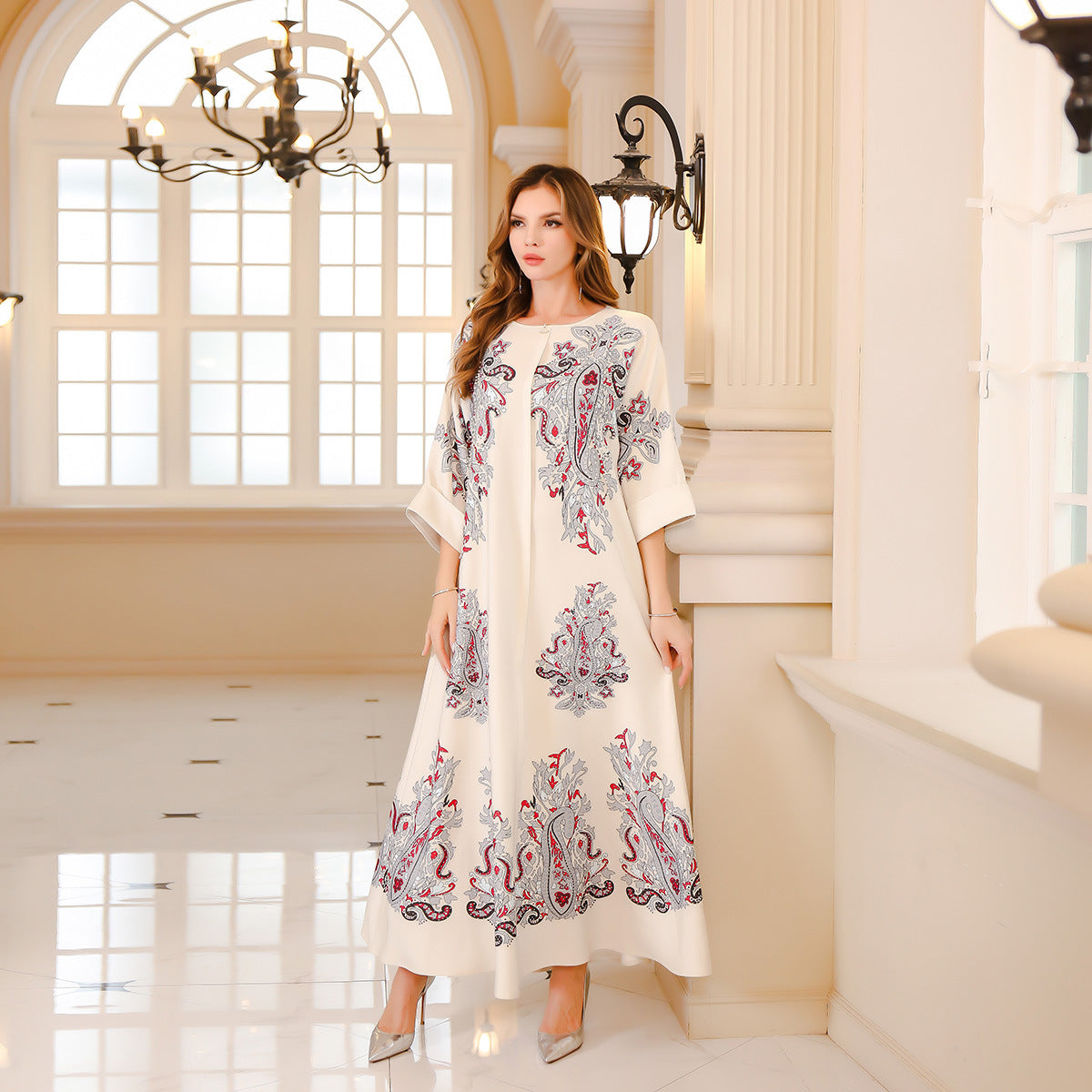 Middle Eastern Muslim Long Robe Women's Dubai Turkey Women's Beaded Large Robe Export - Classyfashion24.com