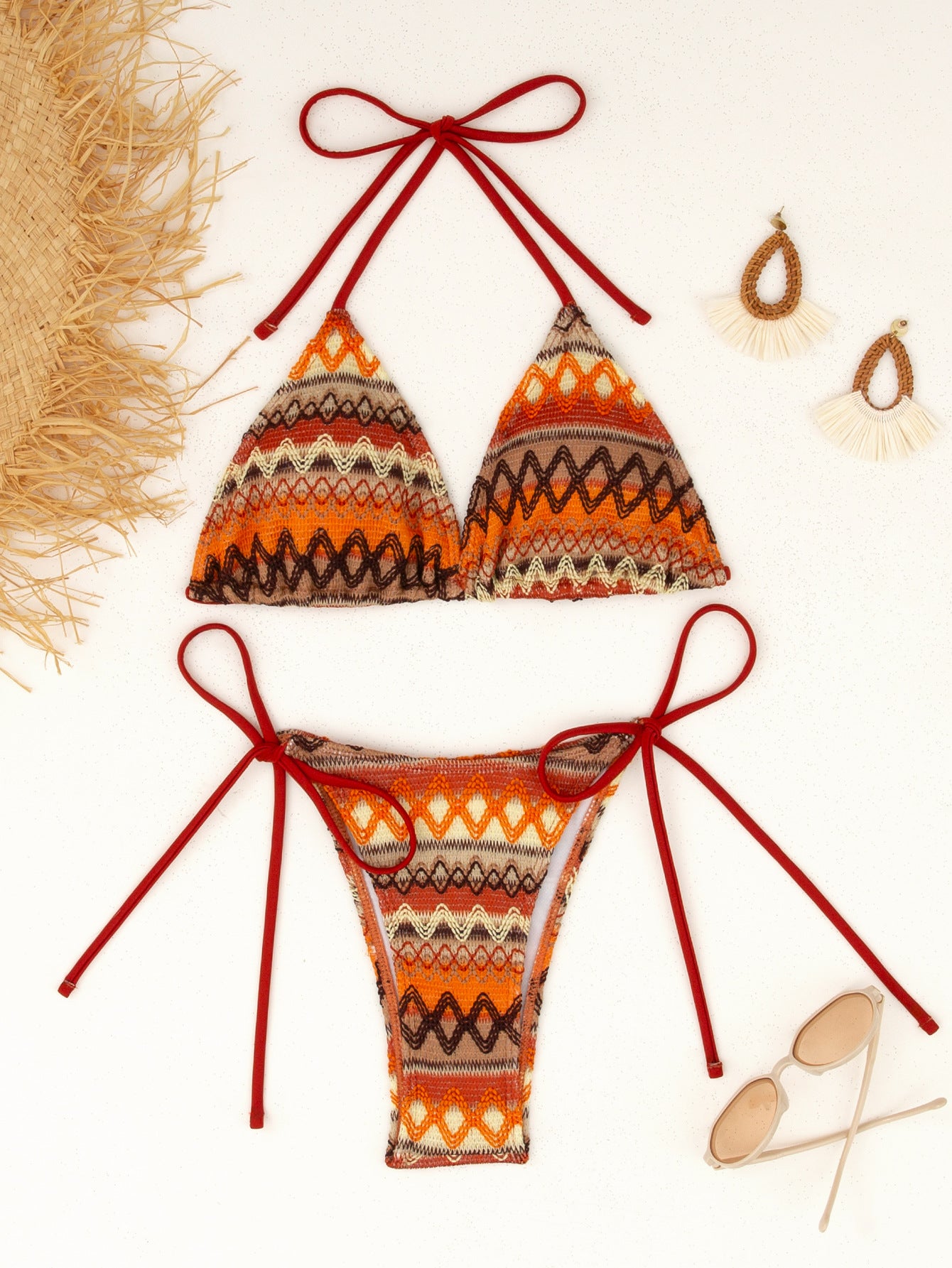 Knitted strap bikini split swimsuit - Classyfashion24.com
