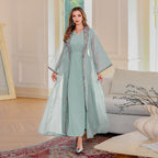 Muslim Two-Piece Dress Set Embroidered Mesh Long Dress Elegant Women's Maxi Dress - Classyfashion24.com