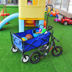 Heavy Duty Folding Utility Wagon by classyfashionz, blue cart with toys and sports balls, parked on green grass near play equ