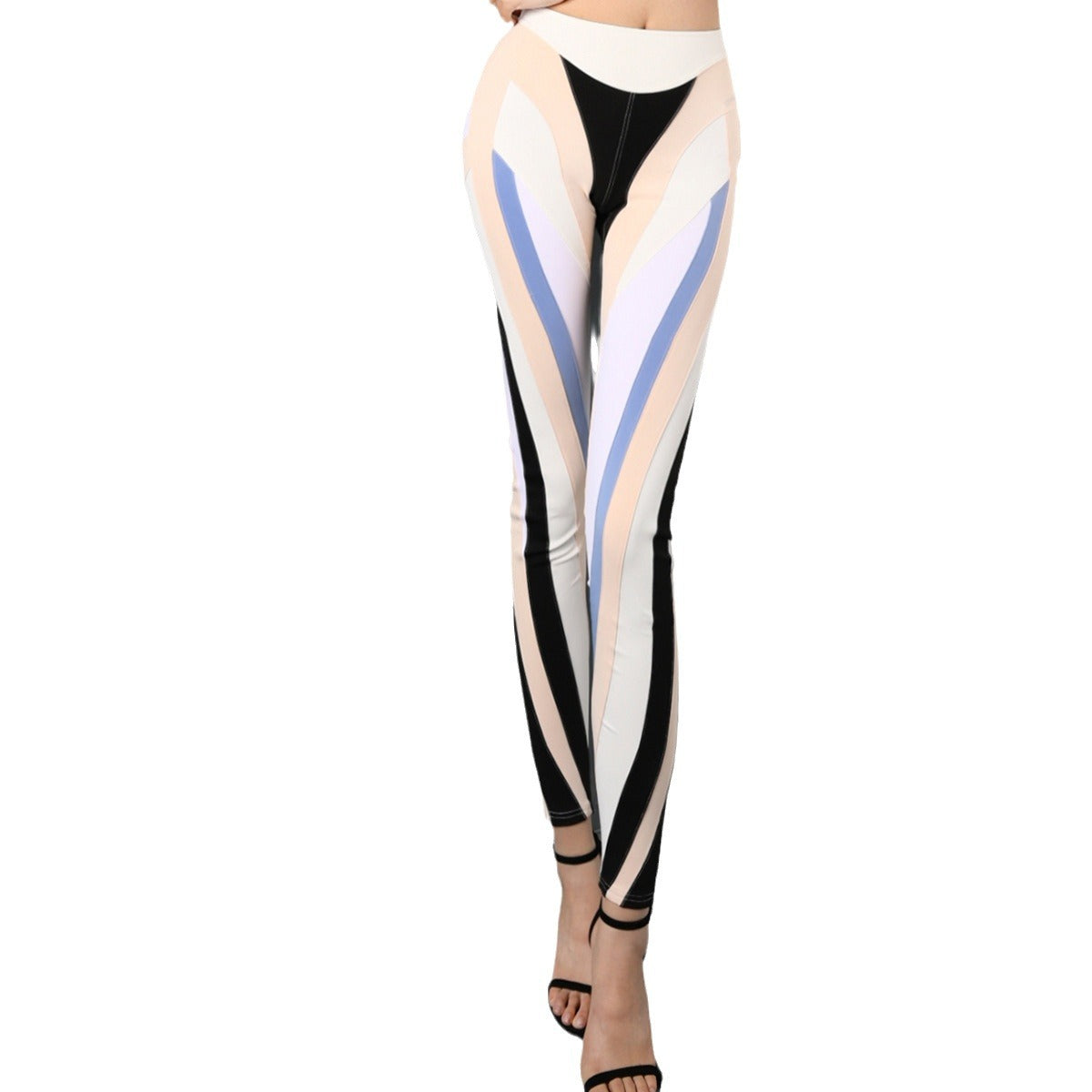High-Waisted Spliced Elastic Waistband Leggings - Classyfashion24.com