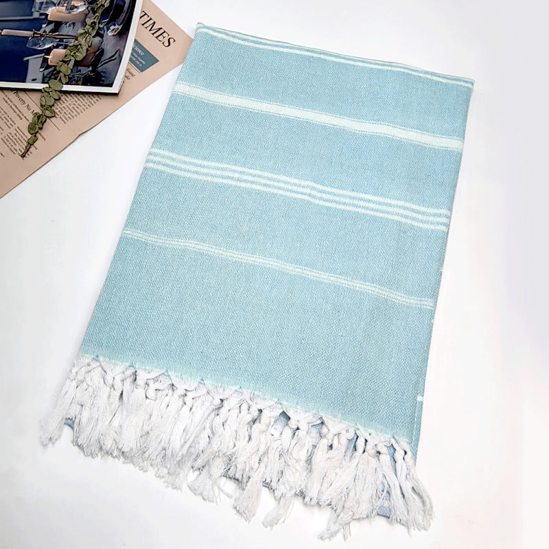 Turkish Striped Fringe Beach Towel – Quick Dry