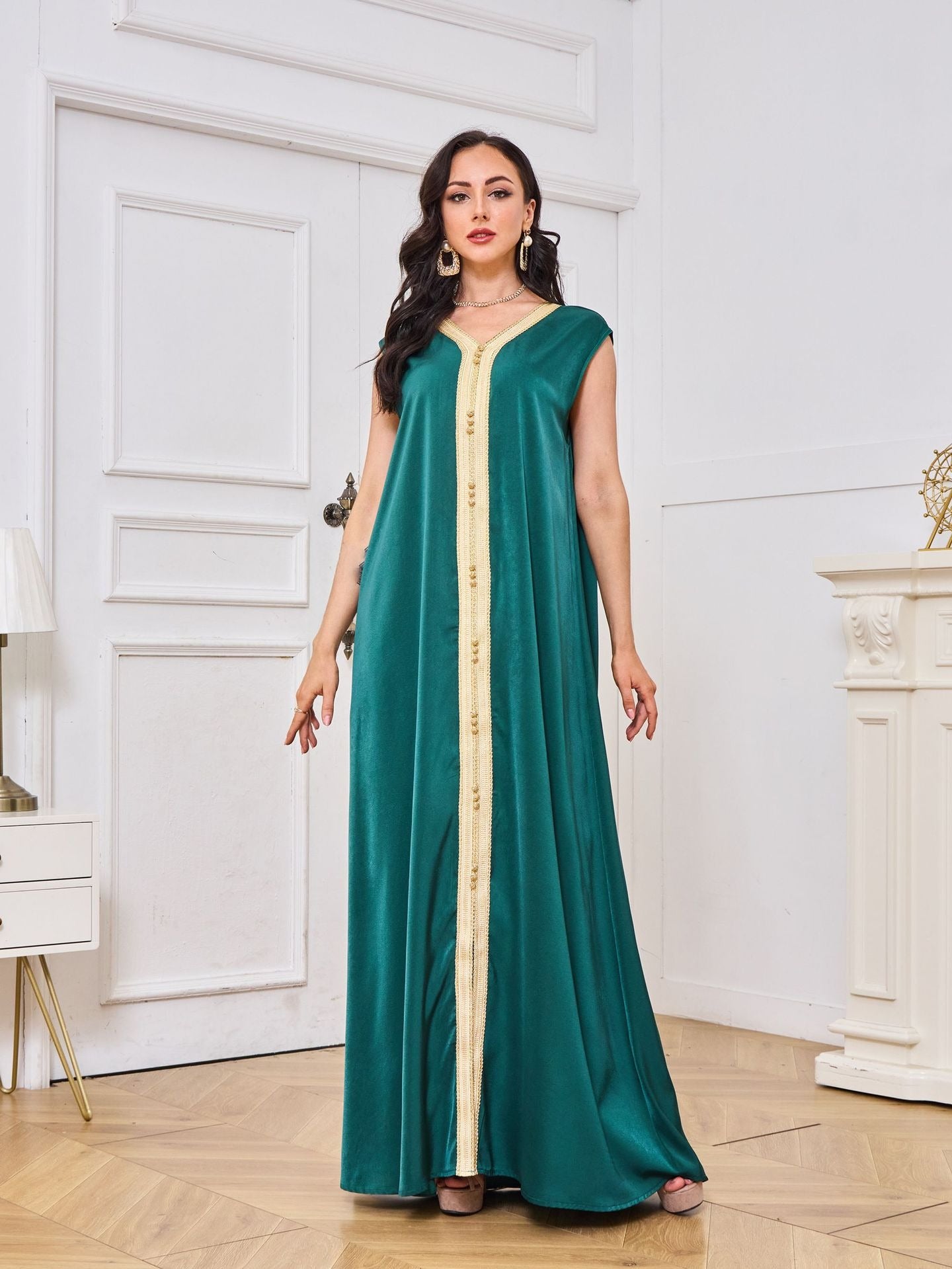Muslim robe women's embroidered long cardigan two-piece set temperament dress - Classyfashion24.com