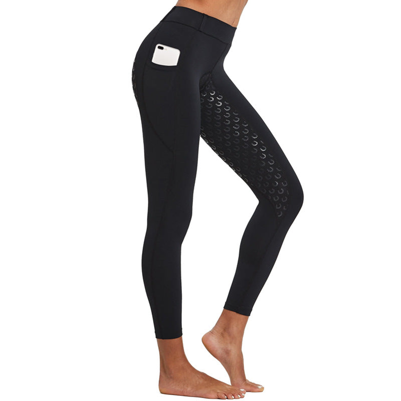 Women's Anti-Slip Elastic High-Waist Drop Glue Riding Pants