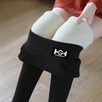 500G Extra Thick HG Standard Pocket Cashmere Leggings for Women, featuring a soft, warm interior and stylish black exterior.