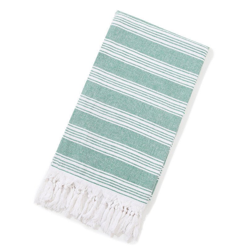 Turkish Striped Fringe Beach Towel – Quick Dry