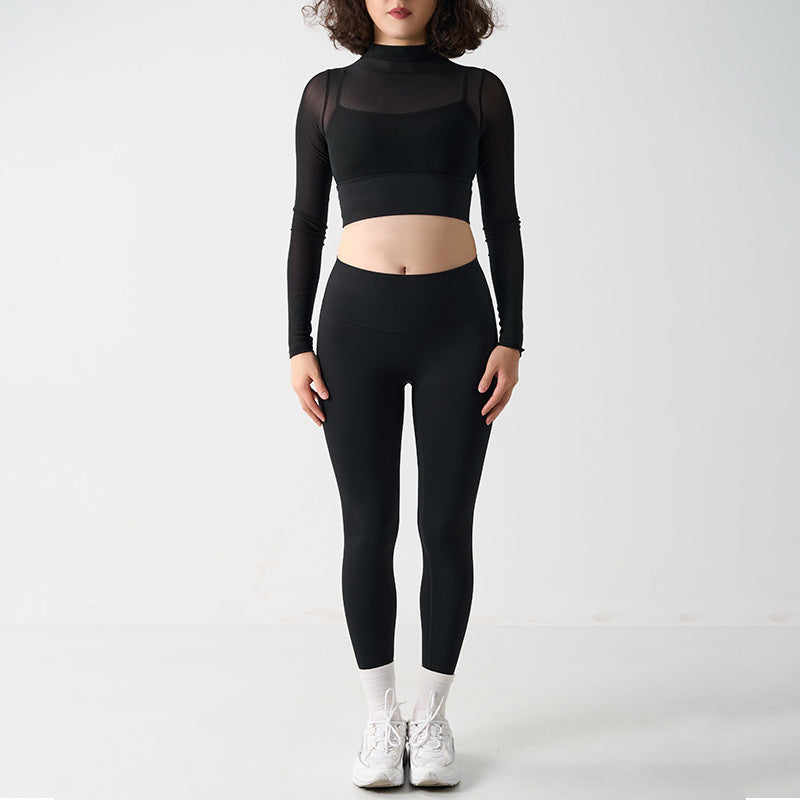Mesh Sports Yoga Set Women's Mesh and High-Waisted Fitness Leggings - Classyfashion24.com