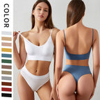 Classyfashionz women's gathered bra and bottoming underwear set, featuring thin triangle cups and a sexy back design.