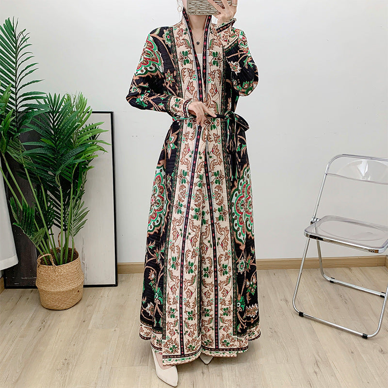 Muslim Middle Eastern women's pleated dress evening gown Dubai women's lace up robe - Classyfashion24.com