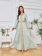 Evening Dress Muslim Dress Bottom Grab Flower Gold Stamping Fashion Robe - Classyfashion24.com