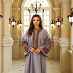 Dubai Muslim Rope Embroidery Dress Turkish Middle Eastern Long Robe for Women, Export Fashion Dress - Classyfashion24.com
