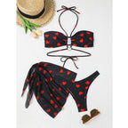 Wave dot three piece bikini set - Classyfashion24.com