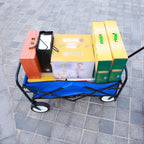 Heavy Duty Folding Utility Wagon by classyfashionz, loaded with boxes on a blue fabric base, set on a paved surface.
