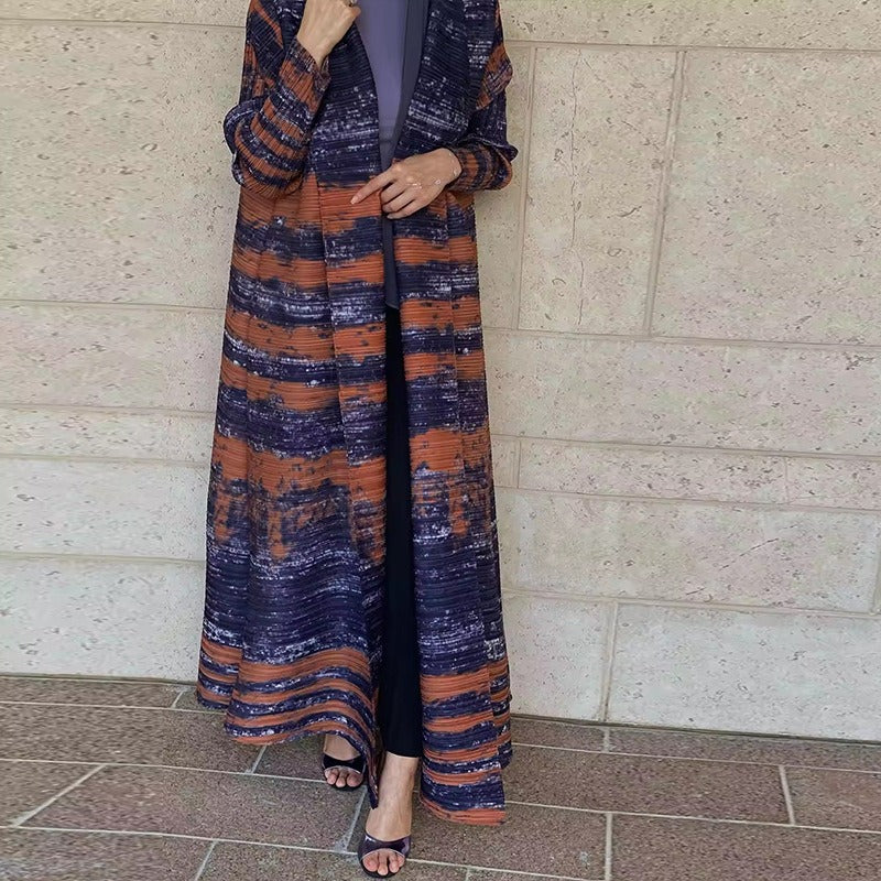 Printed plus size dress for women Middle Eastern Muslim fashion cardigan robe - Classyfashion24.com